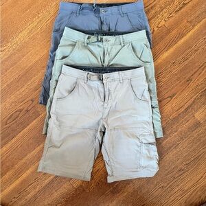 Prana Men's Cargo Shorts - Blue, Green, Tan